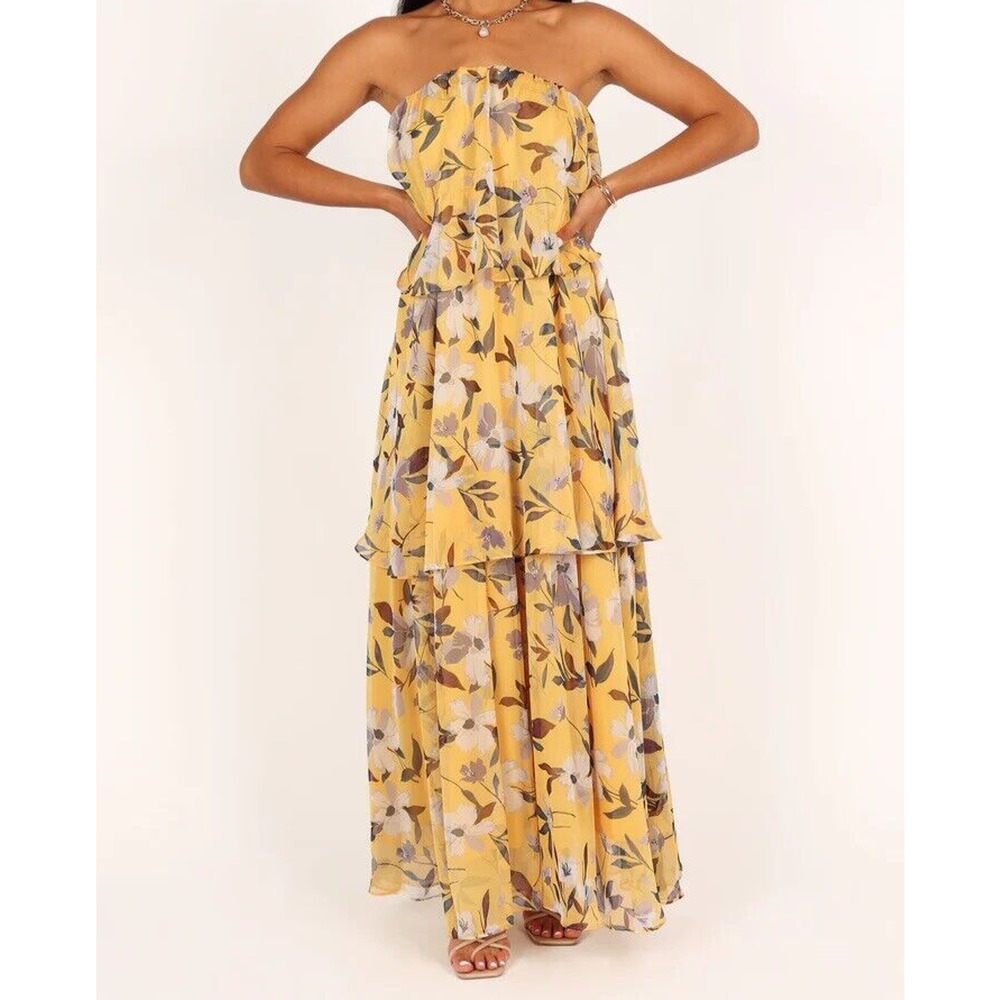 Petal & Pup Yellow Strapless Ruffled Maxi Dress NWT - Picture 2 of 12